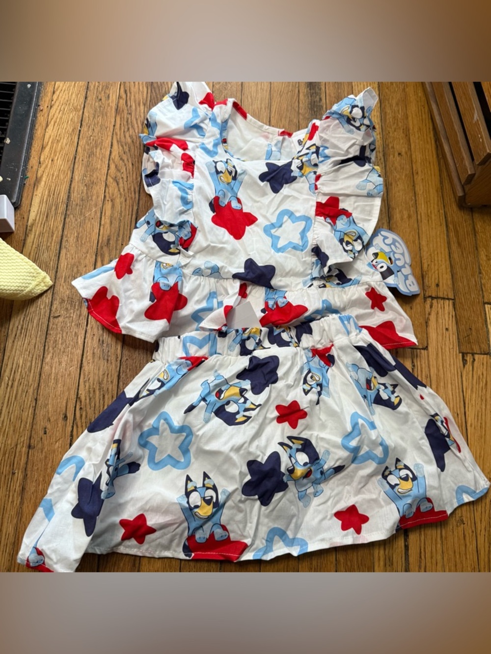 Bluey Toddler Girls’ Patriotic Flag Skirt Set - Matching Shirt & Skirt - Size 2T